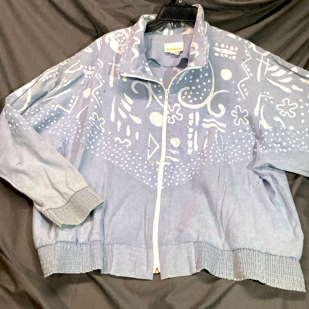 Jordana Artistic Lightweight Light Blue Bomber Jacket. 100% Cotton